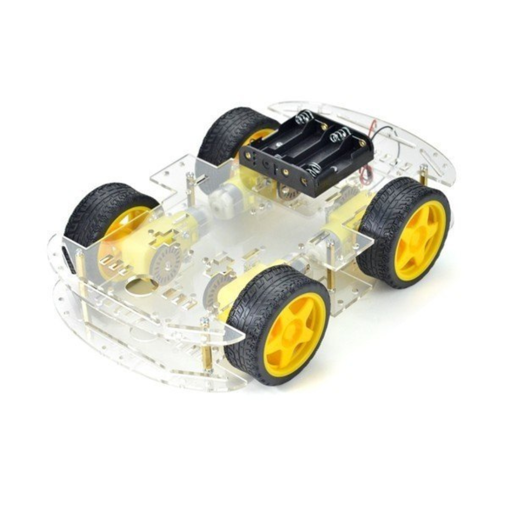 4 WD Double Layer Smart Car Transparent Chassis For Robot Car/tracking car With battery box Main image
