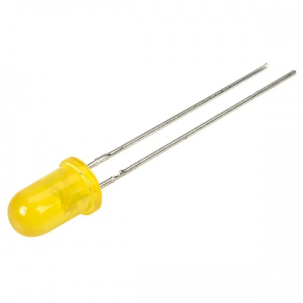 5mm Round Yellow LED 2 Pin Through Hole