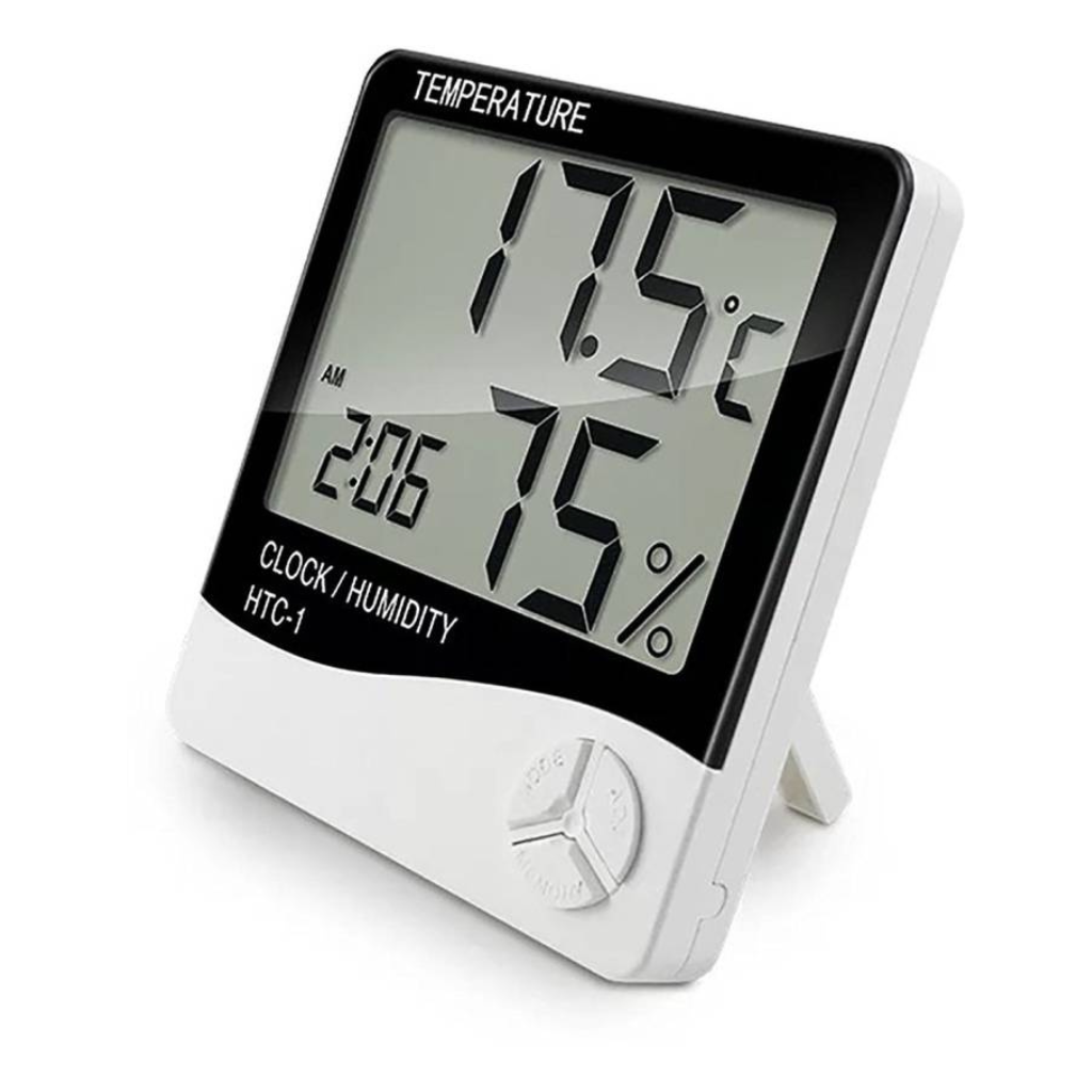 HTC-1 High Precision Large Screen Electronic Indoor Temperature, Humidity Thermometer with Clock Alarm Main image
